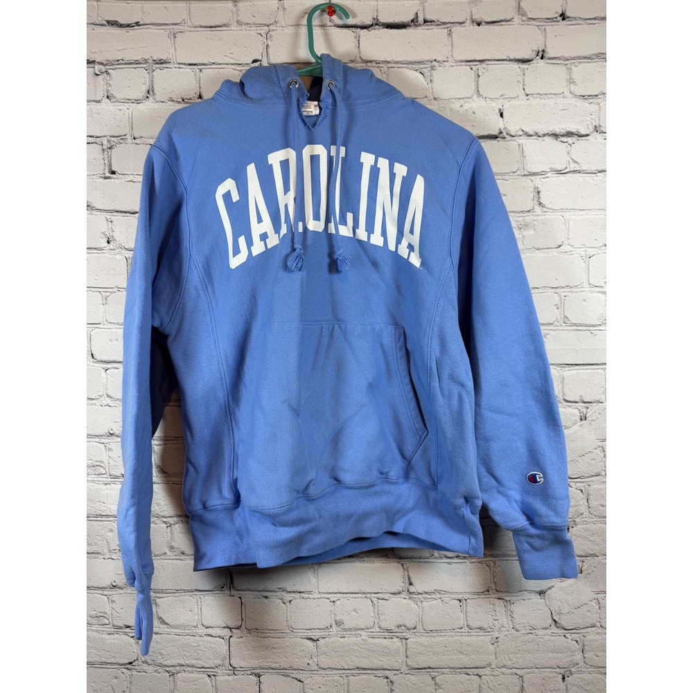 Champion Carolina Hoodie Reverse Weave‎ Sweatshirt Pullover Blue SMALL